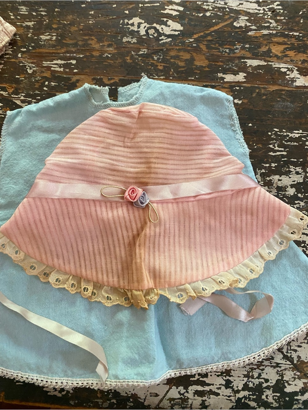 Vintage Pink Ribbon Bonnet